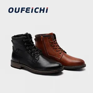 New Style Private Label Shoes Lace Up PU Leather Shoes Ankle Footwear Boots For Men