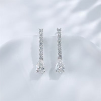 Boucles d'oreilles pendantes en or blanc 18 carats avec diamants de laboratoire, clous d'oreilles et manchettes d'oreille pour femme, boucles d'oreilles créoles avec diamants de laboratoire