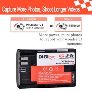 Batterie 2650mAh LP E6N LPE6 LP-E6 LP E6 LP-E6N pour <span class=keywords><strong>Canon</strong></span> EOS 5DS 5D <span class=keywords><strong>Mark</strong></span> <span class=keywords><strong>II</strong></span> <span class=keywords><strong>Mark</strong></span> III <span class=keywords><strong>6D</strong></span> 7D 60D 60Da 70D 80D DSLR EOS 5DSR - Product Image 3