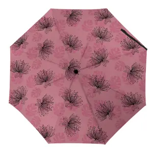 Hot Selling Custom Umbrella Ohia Lehua Flower Print Folding Umbrella Windproof Travel Umbrella