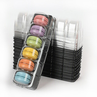 Boîte en plastique transparente de qualité alimentaire en PET, rectangulaire, à charnière, épaisseur 1-2 mm, conteneur de présentation pour macarons, gâteaux, pâtisseries