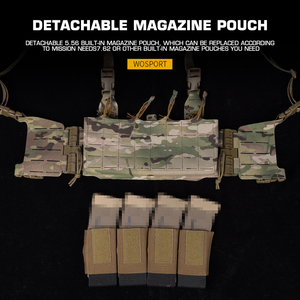 Plate-forme de poitrine de chevalier à dégagement rapide WOSPORT avec pochette magnétique intégrée détachable 5.56 CS MOLLE gilet de poitrine accessoires de chasse - Product Image 4