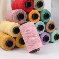 Fil creux en coton recyclé de 2 mm, tressé rond, pour tricot et crochet, kit de bricolage pour chapeaux et sacs, 150g