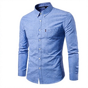 Top haute qualité hommes bureau chemise formelle à manches longues conception décontractée Logo personnalisé pas cher prix de gros OEM Service pour les hommes - Product Image 1