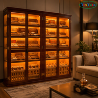 Vitrine à cigares en cèdre éclairée par LED sur mesure, comptoir de présentation de cigares, humidor, étuis à cigares pour les boutiques de tabac, les bars et les clubs