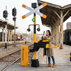 ประตูทางข้ามทางรถไฟแบบจำลองพร้อมไฟจราจร พลาสติก ขนาด 1:1 สำหรับผู้ใหญ่และผู้ที่ชื่นชอบรถไฟ - Product Image 1