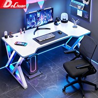 Bureau de jeu en fibre de carbone blanc 15 mm avec base en métal renforcé en X, bureau d'ordinateur, table de jeu pour la maison, table de bureau pour joueurs