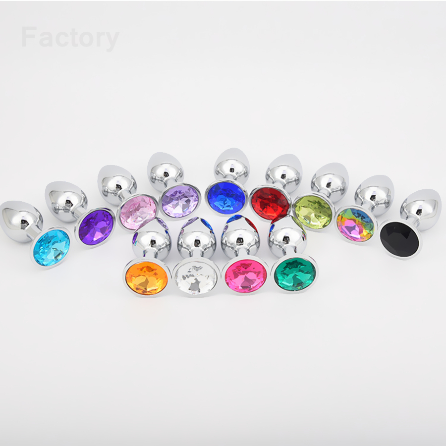 Plug anale in argento di fabbrica all'ingrosso in acciaio inossidabile con gioiello a buon mercato giocattoli del sesso anale dilatatore Multi Size Crystal Butt Plug