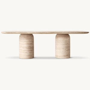 Kumusi Chất lượng cao rắn đá màu be travertine Bullet cơ sở bàn ăn cho nhà cho nhà hàng hoặc khách sạn - Product Image 1