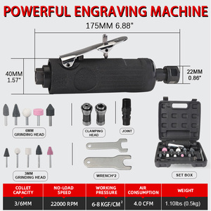 Meuleuse <span class=keywords><strong>pneumatique</strong></span> industrielle 22000 tr/min, meuleuse à air haute vitesse avec collet <span class=keywords><strong>de</strong></span> 3/6 mm pour le meulage, le polissage et la gravure - Product Image 4
