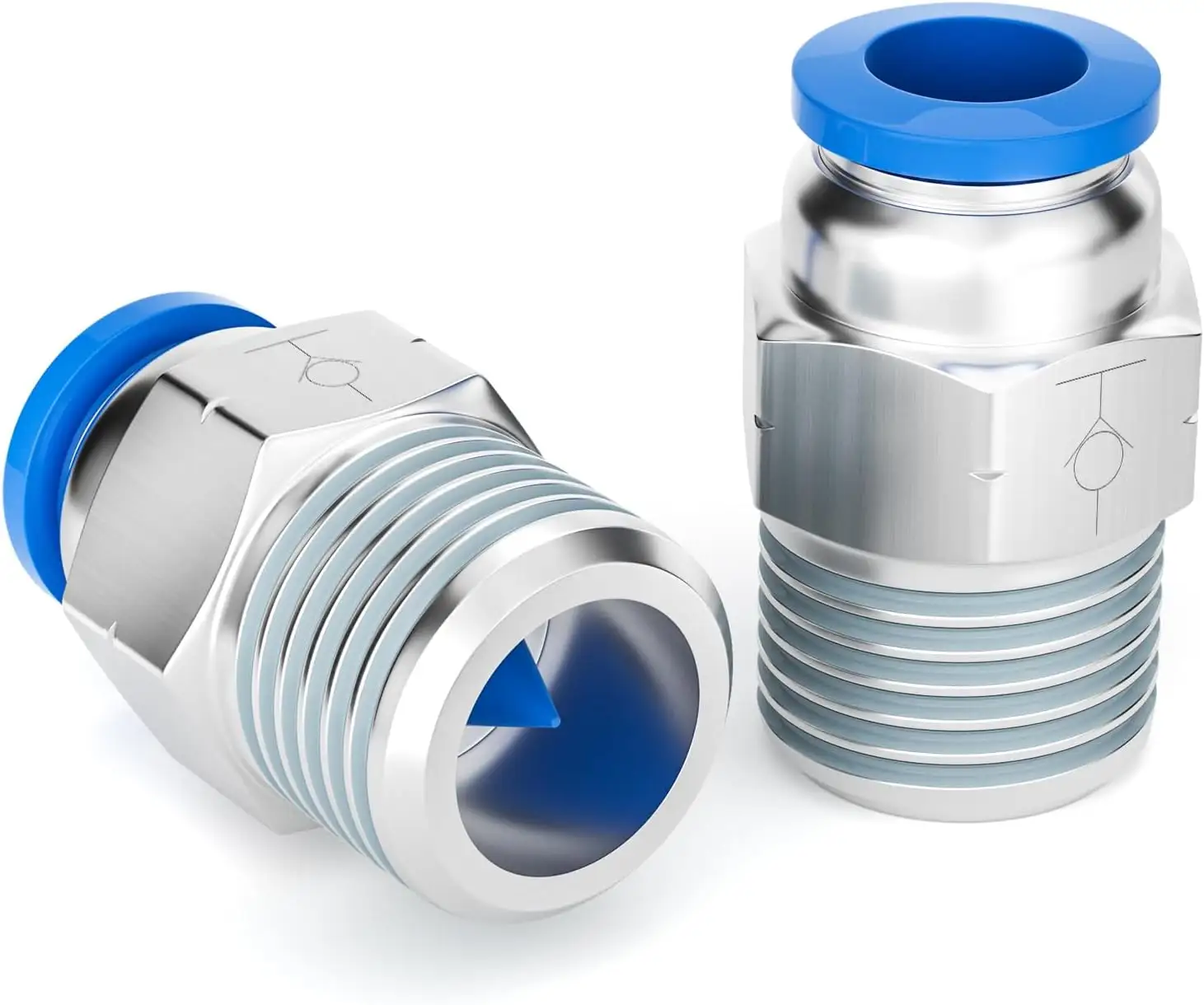 Male Straight Tube OD x Thread Check Valve Through Air Line Quick Insert Check Valve Adapter BSPC