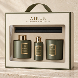 Aikun - Set de Difusor de Aromas en Caja de Oliva con Logotipo en Relieve, 100 ml, Vaso Redondo, con Varillas Difusoras y Spray, para Regalos, con Aroma Duradero, Bajo MOQ y Respuesta Rápida - Product Image 3
