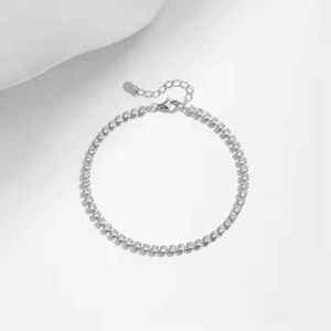 Moissanite Round Brilliant Tennis <b>Bangle</b> <b>Bracelet</b> 925 Sterling <b>Silver</b> Classic Sparkle Elegant Unisex Jewelry Gift for Occasions - Product Image 2