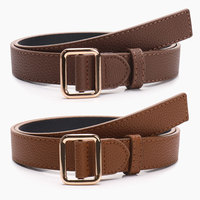 Ceintures pour femmes en cuir PU avec boucle carrée, ceinture vintage de couleur unie, ceinture de taille réglable, sangle décorative tendance pour tenue quotidienne
