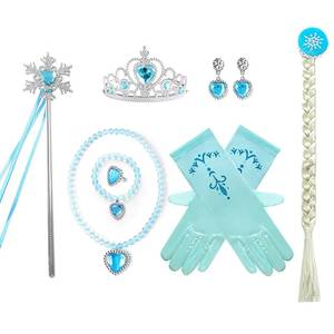 Robe de princesse Elsa de Frozen pour filles - Robe en tulle bleu glace avec cape à flocons de neige Costume de fête/cosplay pour enfants - Product Image 5