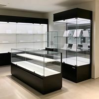 Vitrine en Verre sur Pied en Métal, Meuble de Présentation pour le Commerce, Vitrine en Bois et Verre, Vitrine à Bijoux, Vitrine de Luxe Incassable pour Montres