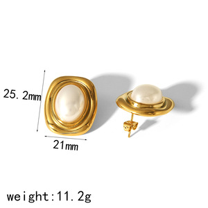 Fashion <b>Stud</b> Earrings Natural Stone Inlaid <b>Titanium</b> Steel Bezel Setting For Women Gift Jewelry Yiwu Origin - Product Image 4