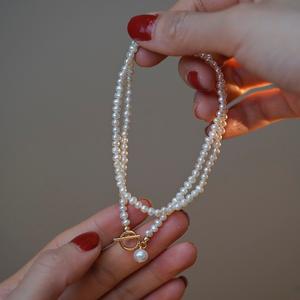 14K <b>Gold</b> Wrapped Retro Swan Neck Collarbone <b>Necklace</b> for Women Mini Baby Freshwater Pearl Extremely <b>Thin</b> Rare French OT Buckle - Product Image 5