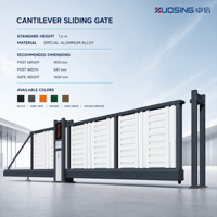 Portail cantilever sans rail résistant aux intempéries pour entrée de véhicules extérieurs, utilisation à long terme fiable