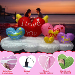 6FT Cloud Love <b>Heart</b> Inflatables with 'I LOVE YOU/<b>SWEET</b>/HUG ME' Prints & Wings Romantic LED Decor for Wedding Proposal Party - Product Image 6