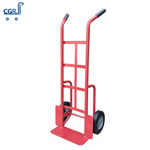 Troli Dorong Baja Dua Pegangan Kapasitas Beban 300kg dengan Roda Karet Solid 10 inci OEM untuk Transportasi - Product Image 1