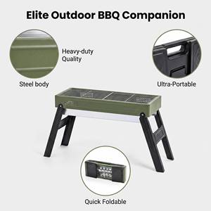 Barbecue à charbon pliable vert sur mesure OEM en gros avec sac de transport, étagères latérales doubles et cendrier amovible – Fournisseur d'équipements - Product Image 2