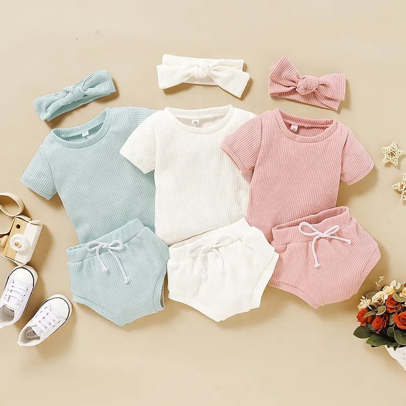 Newborn Toddler Girl Summer Clothes Soft Baby's Breathable Organic Cotton Baby Summer Clothing Set