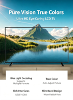Televisor LED Inteligente de 40 Pulgadas y 1080P, Pantalla IPS, Brillo de 300 cd por Metro Cuadrado, Android, WIFI, Múltiples Puertos, Control de Calidad Estricto