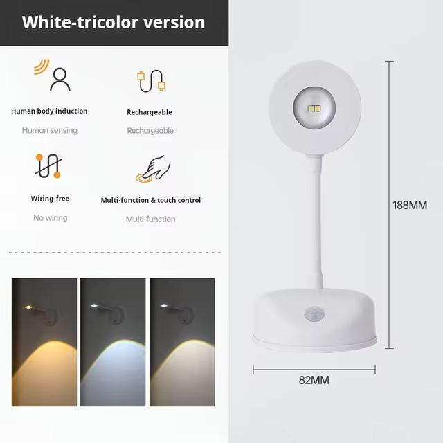 New Intelligent Human Body Induction Spotlight Led Charging Wiring-free Indoor Remote Control Wall Lamp Led Rechargeable Light