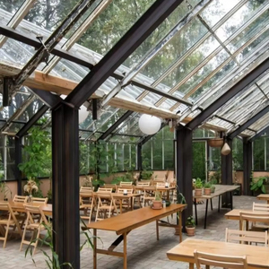 Costruzione della struttura d'acciaio con la parete divisoria di vetro <span class=keywords><strong>per</strong></span> la costruzione del telaio d'acciaio leggero prefabbricato della serra e del ristorante - Product Image 4