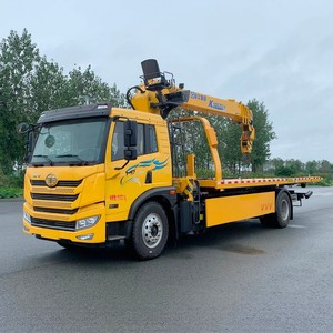 FAW 4x2 <b>Flatbed</b> Wrecker with 8 Ton Knuckle Boom Crane 8T Slidebed Tow <b>Truck</b> with 5 Tons Winch - Product Image 6