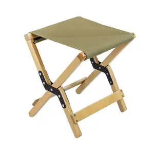Custom Cheap Outdoor Folding Stool Portable Small Foldable Wooden Picnic Chair Solid Wood Camping Stool