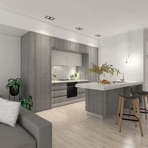 Juego de Muebles de Cocina de Tablero de Partículas con Acabado Melamina Grano, Diseños Modernos Completos, Precio de Fábrica - Product Image 3