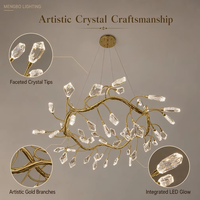 Lustre moderne de luxe en cristal doré, hauteur réglable, taille moyenne, à intensité variable, pour salle à manger, îlot de cuisine, bureau à domicile