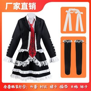 Costume de cosplay Danganronpa Serethia Rodenbeck, robe noire et blanche avec cravate rouge, tenue de jeu de rôle anime - Product Image 5