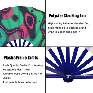 Abanico Plegable de Mano de 33 cm, Venta al por Mayor de Fábrica, Alta Calidad, Varillas de Plástico Azules, para Baile, Cosplay, Bodas, Fiestas Nocturnas y Clubes - Product Image 4