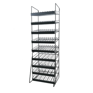 Freestanding Hoặc Stackable <span class=keywords><strong>Mini</strong></span> Sơn Chai Hiển Thị Giá Kim Loại Đen 1 Pc/Carton Knock-Down Bột Tráng 413*380*1450Mm CN;GUA - Product Image 1