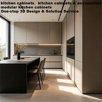 Meuble de cuisine moderne gris en MDF, étanche, écologique, classe E0, fermeture douce, prêt à assembler