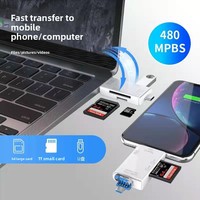 Lecteur de cartes OTG 6 en 1 pour téléphones Android, lecteur de cartes de caméra externe TF/SD avec interface USB Type-C Micro
