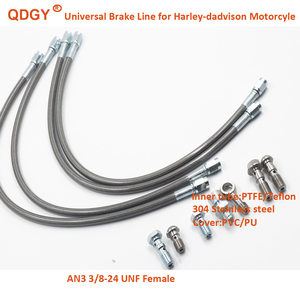 Tuyau de frein tressé universel sur mesure de haute qualité en acier inoxydable avec extrémité AN3 pour <span class=keywords><strong>moto</strong></span> Harley Davidson - Product Image 2