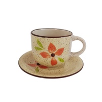 Offre Spéciale – Ensemble Tasse et Soucoupe en Céramique Nordique Colorée 220cc, Jetable, Écologique, en Grès, pour Usage Domestique Européen