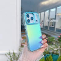 Étui de luxe transparent en TPU antichoc et étanche pour 17 Pro Max avec support de fenêtre pour appareil photo, design brillant à peinture UV