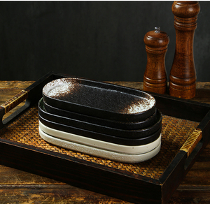 Custom Japanese Style Restaurant Serving <strong>Plates</strong> 8 Inch Oval Ceramic Sushi <strong>Plates</strong> Stoneware Appetizer <strong>Tapas</strong> Handmade Dinner Dish - Product Image 5