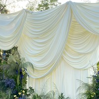Rideau de fond de scène en mousseline ivoire pour mariage, décoration de toile de fond pour photomaton
