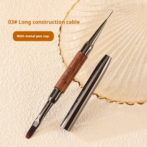 Factory Wholesale High-quality Nail Art <b>Brush</b> Set with Metal Wooden Handle Double-headed Nail <b>Brush</b> One for Two Use Free Sample - Product Image 4