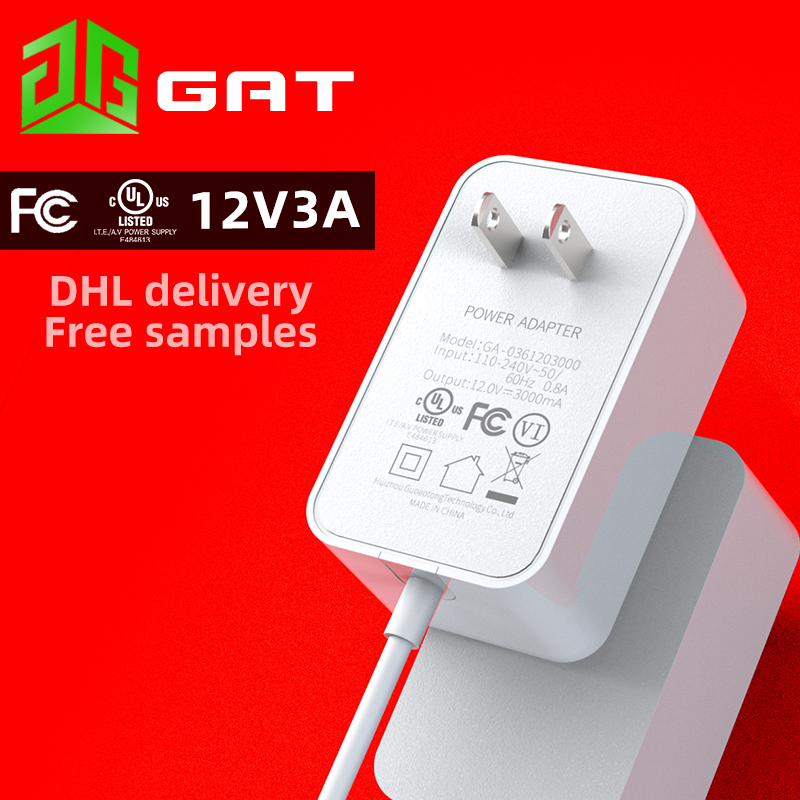 12V 3A стандарт США UL FCC Сертифицированный американский стандарт Портативный Модный адаптер питания 36W 12V3A блок питания AC в DC адаптер