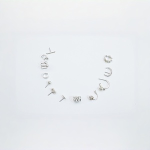 Juego de Aretes de Aro de Plata con Perlas al por Mayor, Aretes de Acero Inoxidable, Aretes Minimalistas de Moda para Mujer, Joyería - Product Image 3