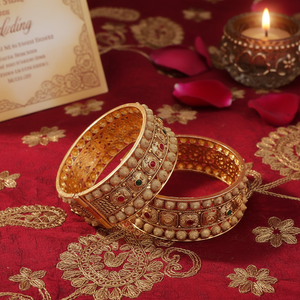 Designer Openable Pota Stone Fashion <b>Bangles</b> <b>Set</b> Sparkling Jewelry for Women Perfect for Wedding and Festive Occasions - Product Image 3