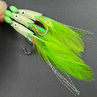 Tête de poisson Alpha Luminous Sabiki Rig 3 Hameçons Plumes de pêche Rigs avec vraie plume