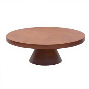 Hot sale Minimalistic Round Wood <b>Cake</b> <b>Stand</b> Handmade Pedestal Dessert Display for Wedding Birthday Party Table - Product Image 1
